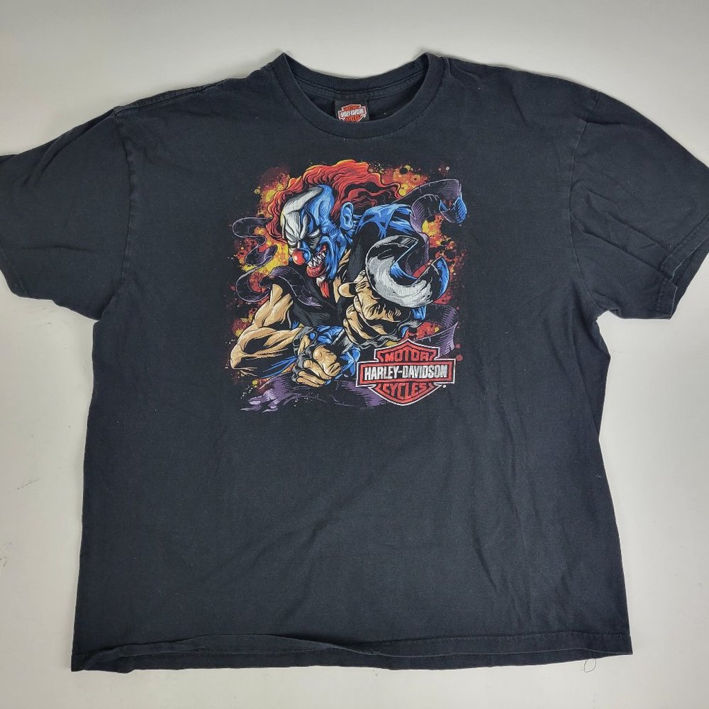 VTG Cowboy's Alamo City Harley Davidson Motorcycle T shirt KILLER CLOWN 2XL